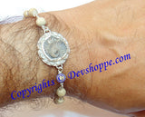 Shaligrama Sudarshan shila bracelet in pure silver with Tulsi beads