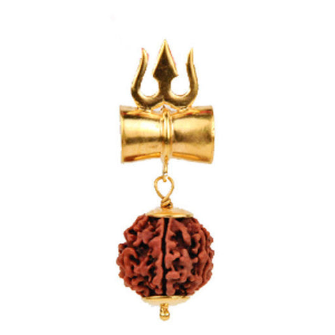 Shiva Trishul Damru Rudraksha pendant