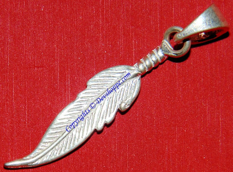 Silver feather shaped pendant Lucky charm