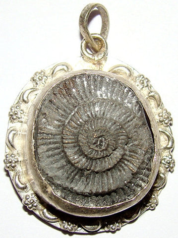 Shaligram Sudarshan Shila silver Pendant