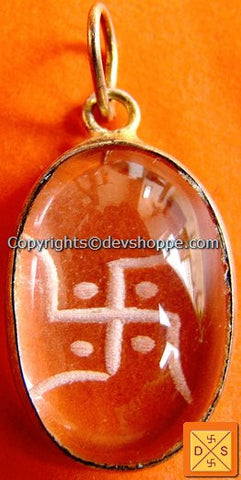 'Swastika' Crystal hand carved pendant