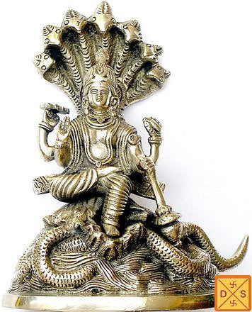 Lord Vishnu sitting on Sheshnag (serpant) ashtadhatu idol